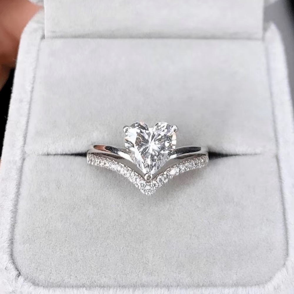 Romantic Double Heart Silver 925 plated Ring